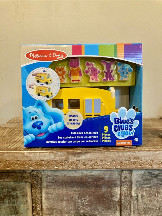 Melissa & Doug Other - Melissa & Doug Blue's Clues & You Yellow Wooden Pull-Back School Bus Playset